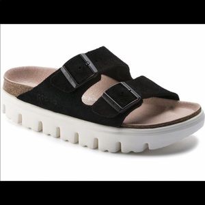 Black Birkenstock Woman’s Arizona Platform Sandal.  Size 10